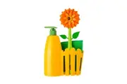 3pc Vigar Flower Power Sink Caddy Dish Brush Sponge Set w 340ml Dispenser Orange