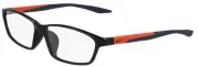 New NIKE NK-7130AF 007 Black Eyeglasses with Orange & Navy Temples 57/13/140