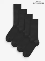 Black Pattern Modal Signature Socks 4 Pack (K80157) | $22