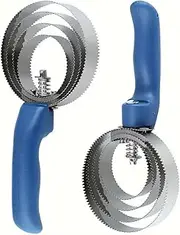 Reversible Stainless Steel Curry Comb with Large Rubber Brush for Grooming Horses, Dogs, Goats, Cattle, Cow, Donkey - Blue (blue)