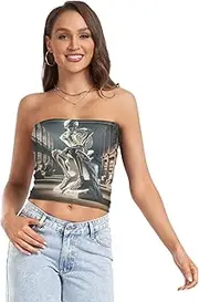 [RPLIFE] Skeleton Thinker Women Tube Top, Strapless Tops for Women Summer, Sheer Tube Tops, Sexy Tube Tops (S)