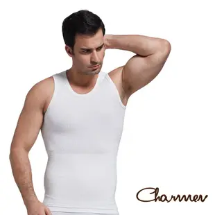 【Charmen】竹炭工型交叉挺背束胸背心 男性塑身衣 2入組 (白色/Lx2)