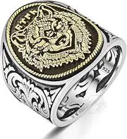 [mysilverworld] 925 Sterling Silver Gokturk Gray Wolf Turkish Men's Ring
