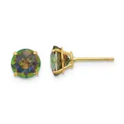 14k 14kt Yellow Gold Madi K Round Mystic Topaz 6mm Post Earrings