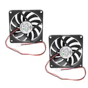 Computer Case Fans 80mm PC Ball Bearing, Black, 2800 rpm 2PIN 80x80x10mm Silent Set Cooling Cooler DC - 12V Plug Connector Power High Speed Pack