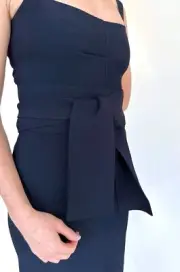 Scanlan Theodore Crepe Knit Bralette Navy Dress - Size Small