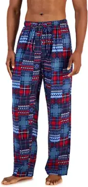 Club Room Mens Cotton Plaid Lounge Sleep Pants, Red Blue, XXL