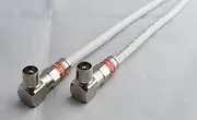 White RG6 Quad Shield Coax Cable Pal Male Right Angle to Pal Male Right Angle Flylead TV Antenna 0.5m-50m Lengths (10m)