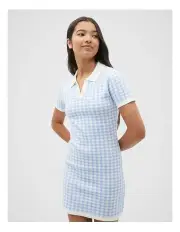 [Seed Heritage] Houndstooth Knit Dress in Blue Jay