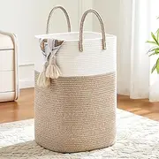 Cotton Rope Storage Basket, 40L Laundry Hamper, Woven Clothes Storage for Bathroom, Nursery, Living Room