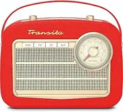 TechniSat Transita 130 Portable DAB+/FM Radio with FM Frequency Controller (Bluetooth Audio Streaming, USB, Dot-Matrix LC Display, Battery for up to 24 Hours, Carry Handle, Faux Leather Case) Red