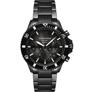 【EMPORIO ARMANI】亞曼尼 Diver 陶瓷三眼計時手錶-43mm(AR70010)