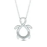0.05 CT. T.W. Natural Diamond Turtle Infinity Pendant in Sterling Silver