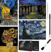 Scratch Art Painting 4 Pcs Vincent Van Gogh Scratch Rainbow Paper Set for Adu...