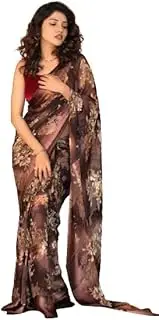 [INDIA MADE] Sanwarya Silks Women's Printed Georgette With Sattin Saree With Unstiched Blouse-6700, Multicolor