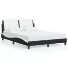 Bed Frame with Headboard Black and White 137x187 cm Double Size Faux Leather vid