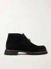 [Gucci] Gucci - Sylke Horsebit-detailed Suede Ankle Boots - Black - IT38.5 IT 38.5 Black