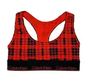 Calvin Klein Bralette Scotch Plaid Rouge Cotton, Small