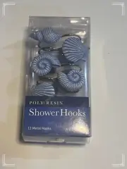 Sea Shell Poly Resin Shower Hooks - Set of 12