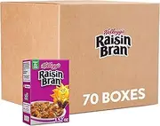Kellogg's Raisin Bran, Breakfast Cereal, Original, Excellent Source of Fiber, Single Serve, 1.52 oz Box(Pack of 70)