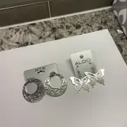 Lot Of 2 Aldo Dangle Drop / Apt 9 Hoop Costume Earrings Pierced NWT Silver Tone