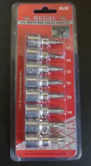 REGAL 8 PIECE TAMPER PROOF STAR BIT SOCKET SET