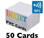 50 Inkjet PVC Cards w/ NTAG215 NFC Chip - For Epson & Canon Printers