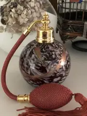 Gorgeous Hand crafted Blown Art perfume bottle Atomizer With Burgundy Bulb