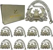 Decanter Tags Copper Liquor Decanter Label Set of 9 for Bottles or Decanters, Whiskey Liquor Tag with Adjustable Chain-Whiskey, Bourbon, Scotch, Gin, Rum, Vodka, Tequila and Brandy - Copper Colored