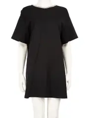 Black Opened-Back Crystal Bow Mini Dress