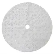 Christmas Tree Skirt Plush Floor Faux Fur Mat Home Xmas Snowflake Cover Ornament