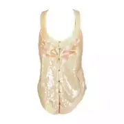 Roberto Cavalli Nude Sequin Embroidered Vest