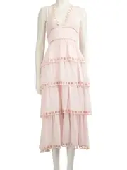 Pink Tiered Midi Dress