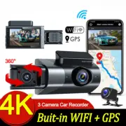 4K Dash Cam for Cars GPS Car DVR 3Channel Camera Video Recorder Dashcam