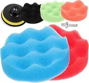 GANAZONO 1Set Buffing Polishing Pad Kit with Post Assorted Car Sponge Pads for Drill for Automotive Cleaning and Polishing Narrow Spaces