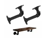 2pcs Industrial Pipe Shelf Brackets for Shelves,Black Metal Pipe Floating Shelf Bracket L-Shaped Shelving Bracket