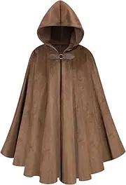 GRAJTCIN Renaissance Hooded Cape Velvet Cloak Victorian Capelet Medieval Hobbit Halloween Costume