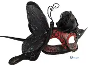 Black Moth Masquerade Mask, Black & Red Butterfly Venetian Eye-mask, Party mask