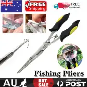 Fishing Pliers Stainless Steel Fish Hook Pliers Hook Remover Split Ring Plier AU