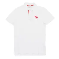 在飛比找PChome24h購物優惠-A&F 大麋鹿紅 Logo素色POLO衫 白色