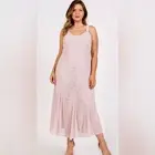 R&M Richards Formal Dress Size 12 Mauve Pink Chiffon Beaded Dress Gown