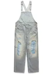 RRL Ralph Lauren Patchwork Distressed Railroad Japanese Striped Denim Overall-M