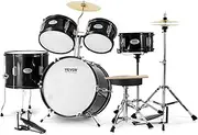 VEVOR Kids Drum Set, 5-Piece, 406.4 mm Beginner Full Drum Set with Bass Toms Snare Floor Drum Adjustable Throne Cymbal Hi-Hat Pedal and Two Pairs of Drumsticks, Starter Drum Kit for Child Kids, Black