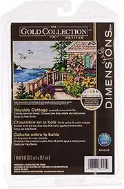 Dimensions Counted Cross Stitch Kit Gold Collection 'Bayside Cottage', 18 Count Ivory Aida, 7'' x 5''