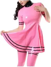 [DAIJES] Sexy Latex Rubber Pink and Black Dress with Back Zip
