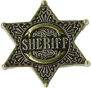 [Minkissy] Retro Hexagonal Police Badge Alloy Pin Decorative Hexagonal Badge Memorial Day Lapel Accessory For Veterans Day And Independence Day