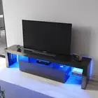 RGB LED TV Cabinet Entertainment Unit Stand Gloss Black Storage Furniture 1800mm