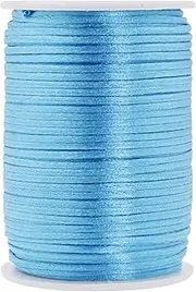 Mandala Crafts Satin Rattail Cord String from Nylon for Chinese Knot, Macramé, Trim, Jewelry Making (Baby Blue, 2mm 100 Yards)