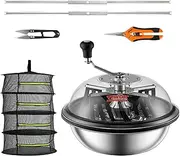 VEVOR 16inch Bud Leaf Bowl Trimmer Twisted Spin Cut with Sharp Stainless Steel Blades, Clear Visibility Cover, Foldable Herb Drying Rack & Hand Pruner
