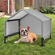 A.FATI Outdoor Dog Kennel for Small to Medium Dogs, 75 x 65 x 65 cm, Waterproof Dog Tent with Back Panel, Dog Bed with Roof for Chickens, Cats, Puppies, Colour in Grey